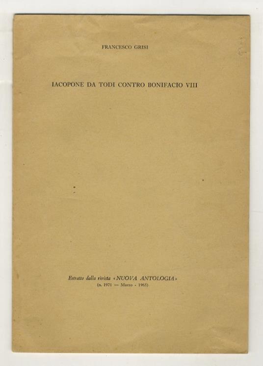 Iacopone da Todi contro Bonifacio VIII - Francesco Grisi - copertina