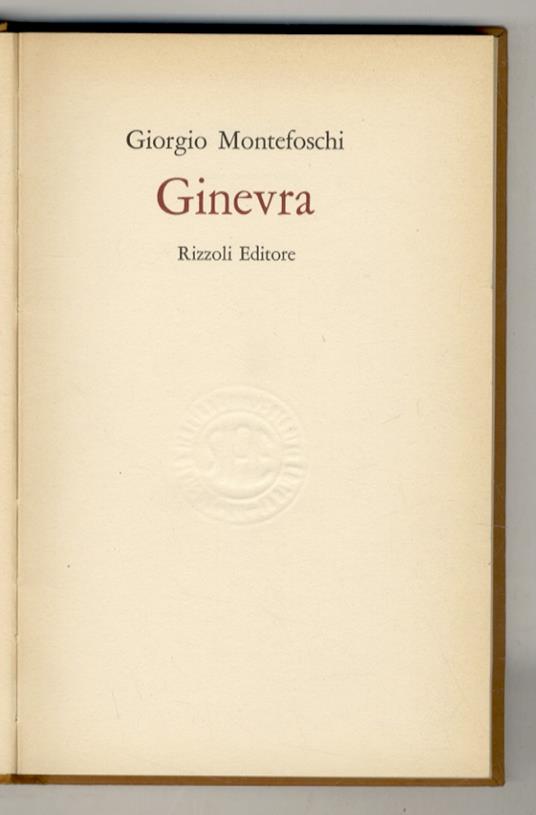 Ginevra - Giorgio Montefoschi - copertina