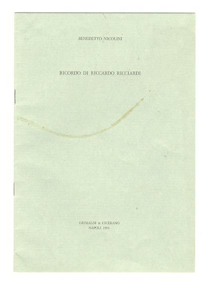 Ricordo di Riccardo Ricciardi - Benedetto Nicolini - copertina