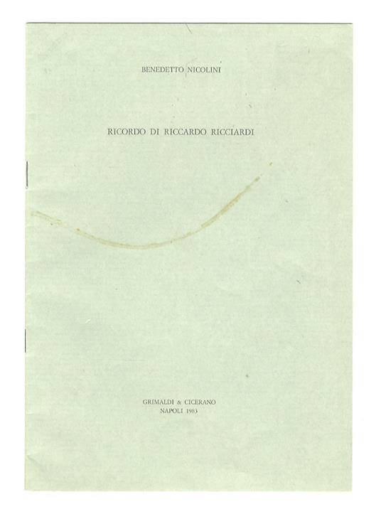 Ricordo di Riccardo Ricciardi - Benedetto Nicolini - copertina