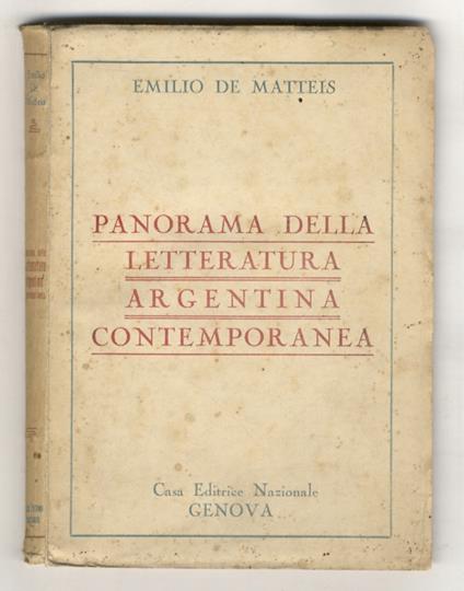Panorama della letteratura argentina contemporanea - Emilio De Matteis - copertina