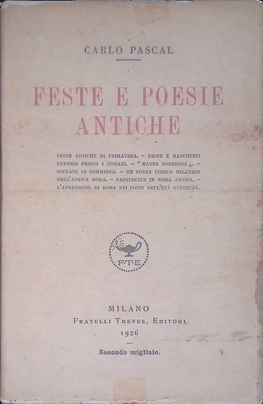 Feste e poesie antiche - Carlo Pascal - copertina