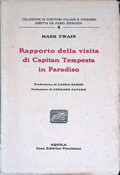 Rapporto della visita di Capitan Tempesta in Paradiso - Mark Twain - copertina