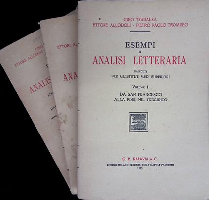 Esempi di analisi letteraria. 3 Volumi - Ciro Trabalza - copertina
