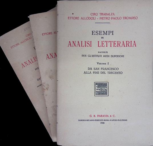 Esempi di analisi letteraria. 3 Volumi - Ciro Trabalza - copertina
