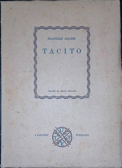 Tacito - Emanuele Ciaceri - copertina