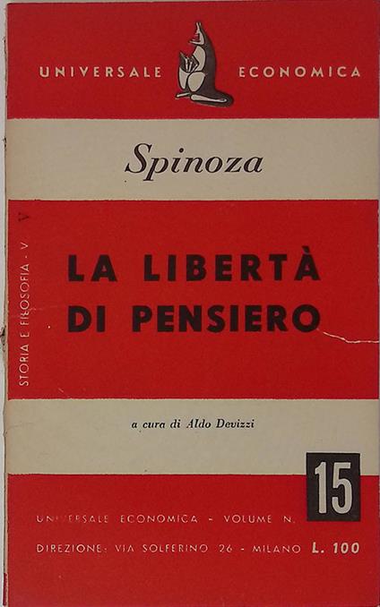 La libertà di pensiero - Baruch Spinoza - copertina