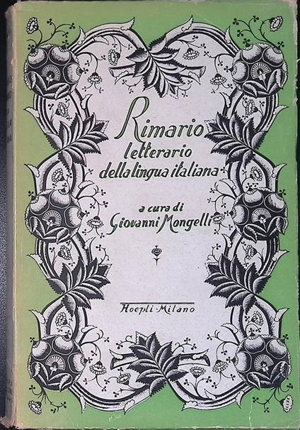 Rimario letterario della lingua italiana - Giovanni Mongelli - copertina
