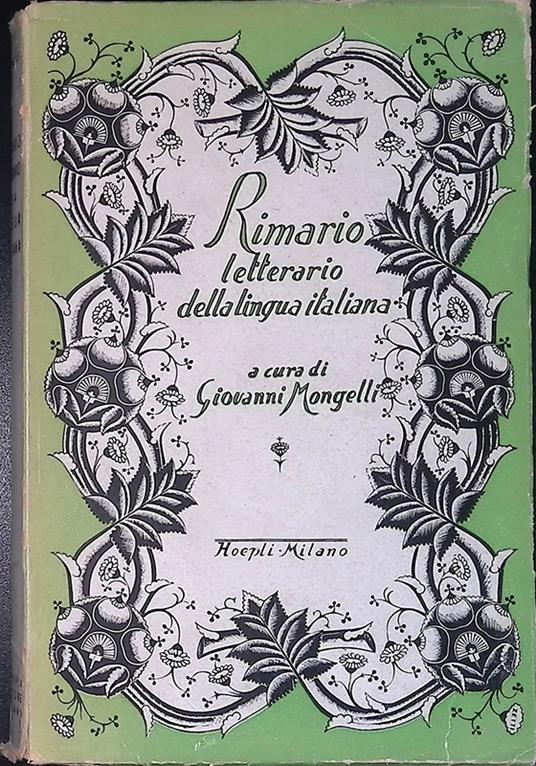 Rimario letterario della lingua italiana - Giovanni Mongelli - copertina