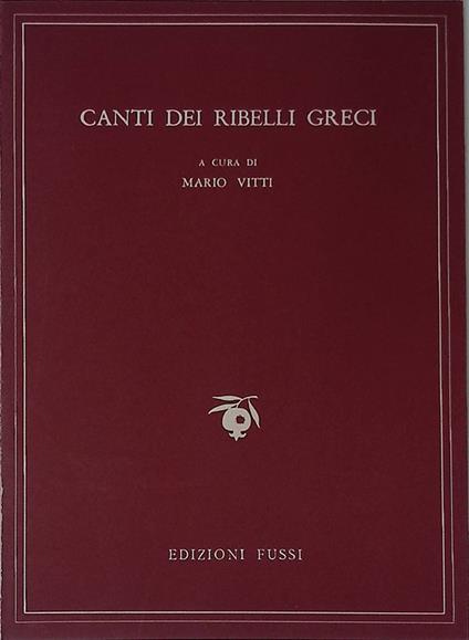 Canti dei ribelli greci - Mario Vitti - copertina