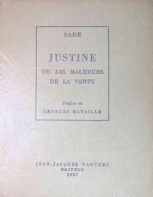 Justine. Ou les malheurs de la vertu - copertina