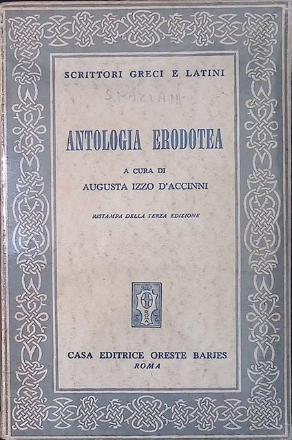 Antologia erodotea - Augusta Izzo D'Accinni - copertina
