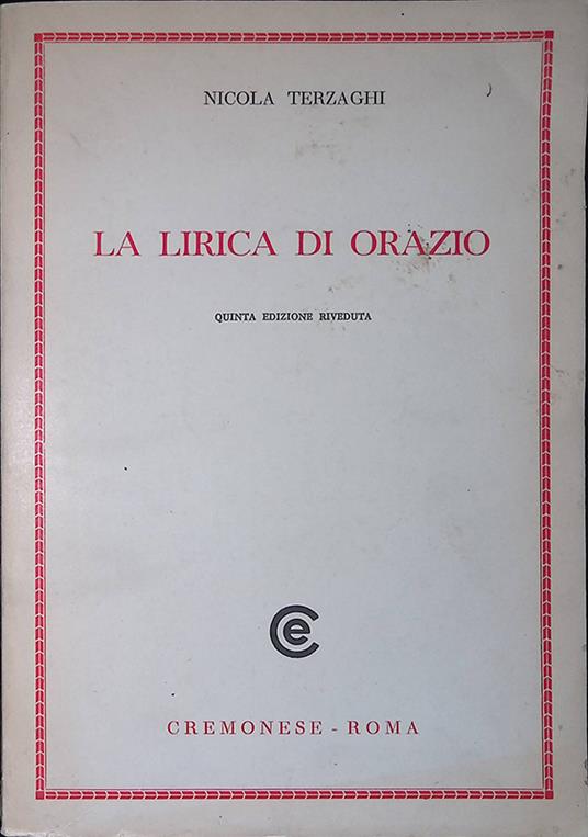 La lirica di Orazio - Nicola Terzaghi - copertina