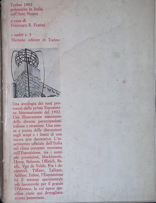 Torino 1902. Polemiche in Italia sull'Arte Nuova. Nadar 3. Ricerche sull'arte contemporanea - Francesca R. Fratini - copertina