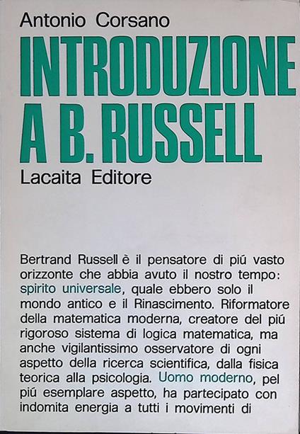 Introduzione a B. Russell - Antonio Corsano - copertina