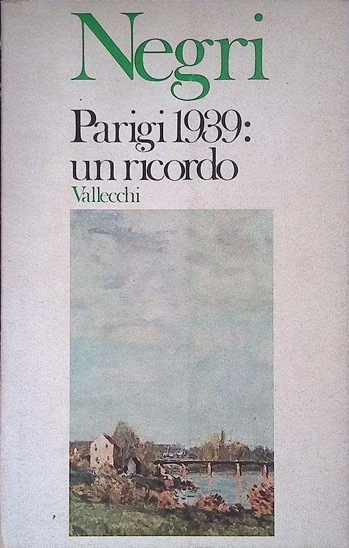 Parigi 1939: un ricordo - Negri - copertina