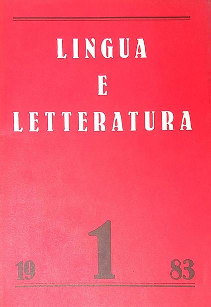 Lingua e letteratura. N. 1, 1983 - Carlo Bo - copertina