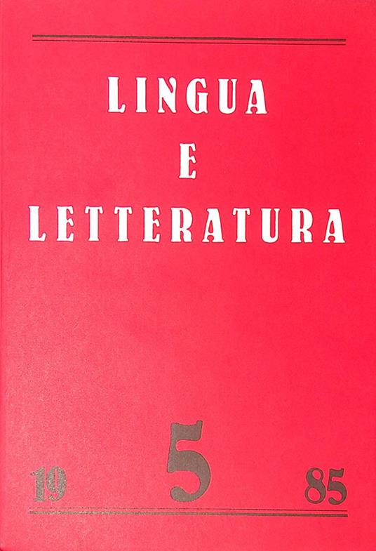 Lingua e letteratura. N. 5, 1985 - Carlo Bo - copertina