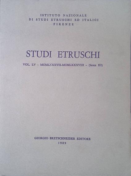 Studi Etruschi. Vol LI - MCMLXXXIII - Serie III - copertina