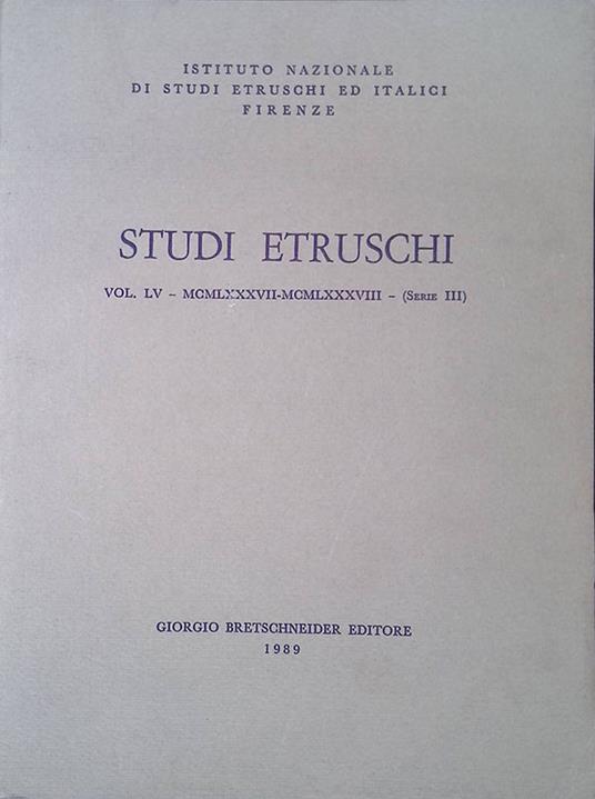 Studi Etruschi. Vol LI - MCMLXXXIII - Serie III - copertina
