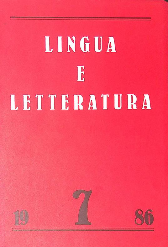 Lingua e letteratura. N. 7, 1986 - Carlo Bo - copertina