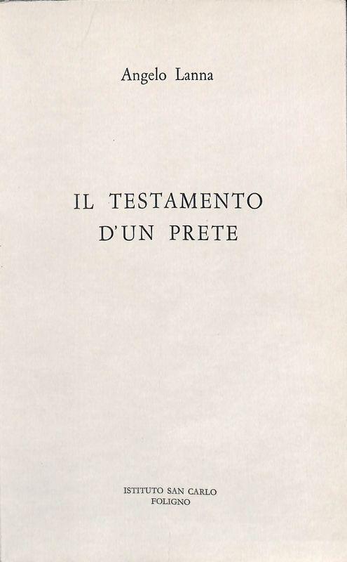 Il testamento d'un prete - Angelo Lanna - copertina