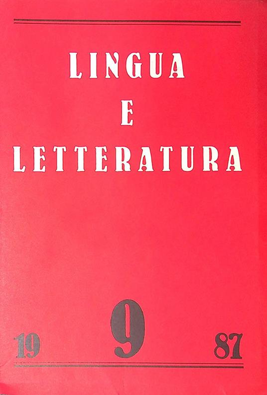 Lingua e letteratura. N. 9, 1987 - Carlo Bo - copertina
