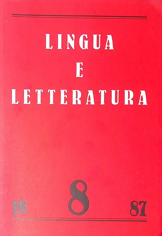 Lingua e letteratura. N. 8, 1987 - Carlo Bo - copertina