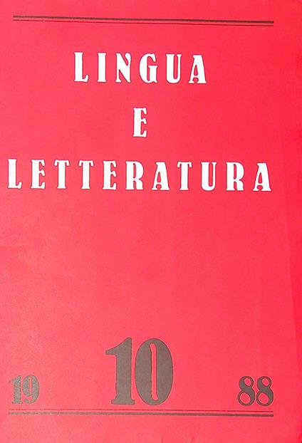 Lingua e letteratura. N. 10, 1988 - Carlo Bo - copertina