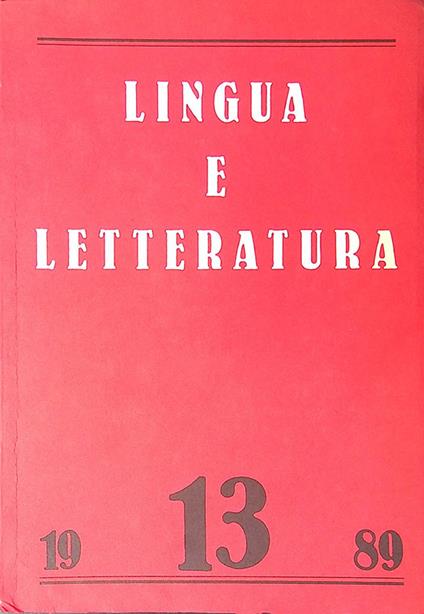 Lingua e letteratura. N. 13, 1989 - Carlo Bo - copertina