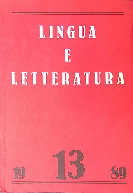 Lingua e letteratura. N. 13, 1989 - Carlo Bo - copertina