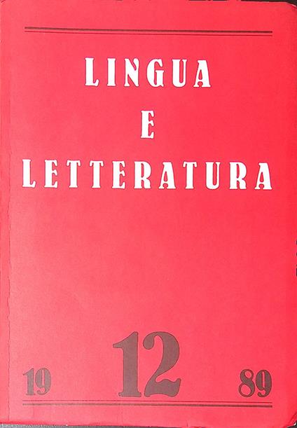 Lingua e letteratura. N. 12, 1989 - Carlo Bo - copertina