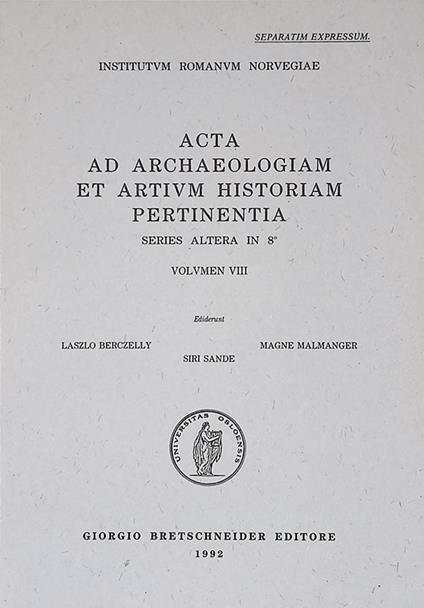 Acta ad Archaeologiam et Artium Historiam Pertinentia. Series Altera in 8. Volumen VIII - Estratto. A Walk with Otto Demus. The Mosaic of San Marco, Venice. and art-historical Analysis - Staale Sinding-Larsen - copertina