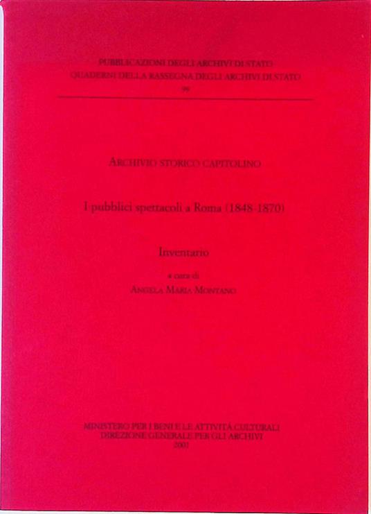I pubblici spettacoli a Roma 1948-1870 - copertina