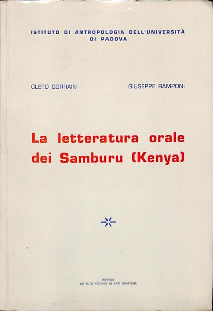 La letteratura orale di Samburu (Kenya) - Cleto Corrain - copertina