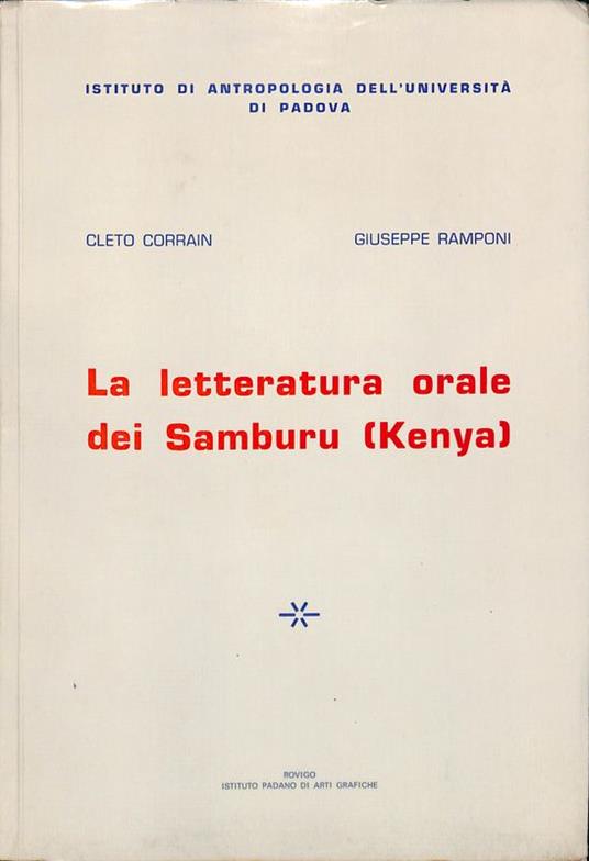 La letteratura orale di Samburu (Kenya) - Cleto Corrain - copertina