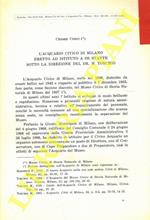 L' Acquario Civico di Milano eretto ad Istituto a se stante sotto la Direzione del Dr. M. Torchio