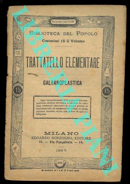 Trattatello elementare di galvanoplastica - E. W. Garbin - copertina