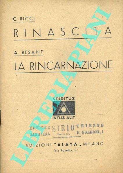 Rinascita. La Rincarnazione - Annie Besant - copertina