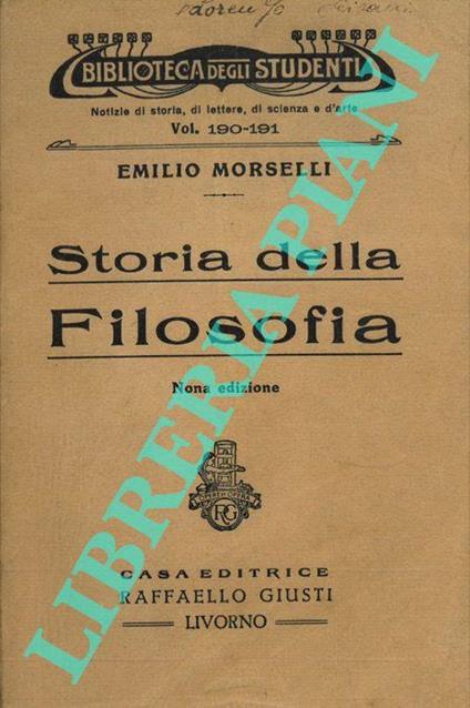 Storia della filosofia - Emilio Morselli - copertina
