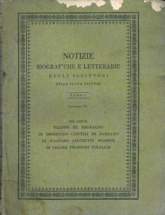 Del Conte Filippo Re reggiano. Di Domenico Gentili di Sarzano. Di Gasparo Jacopetti massese. Di Cesare Frassoni finalese - copertina