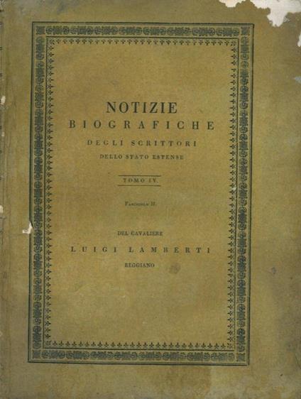 Del Cavaliere Luigi Lamberti reggiano - copertina