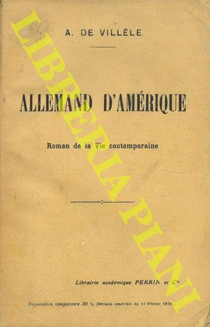 Allemand d'Amérique. Romande la Vie contemporaine - copertina
