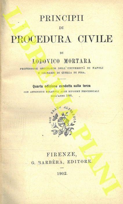 Principi di procedura civile - Lodovico Mortara - copertina