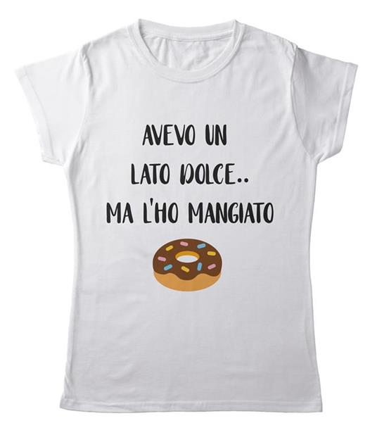 T-Shirt Bianca Donna Tee127 Tg S Avevo Un Lato Dolce