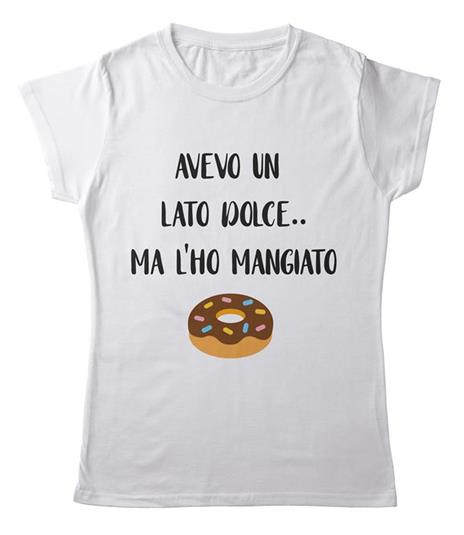 T-Shirt Bianca Donna Tee127 Tg L Avevo Un Lato Dolce