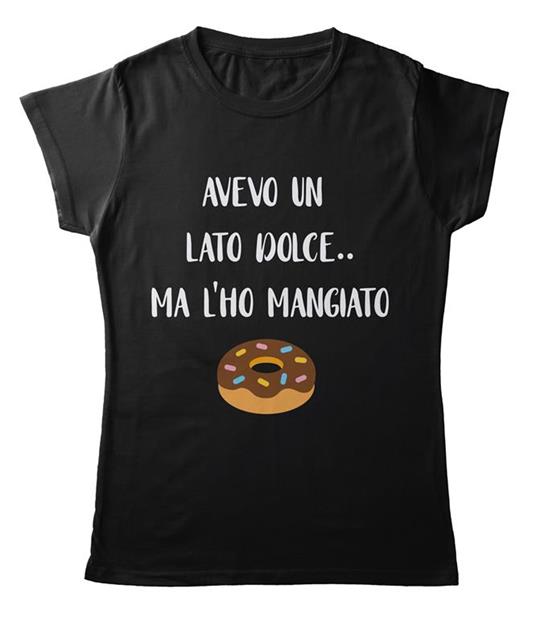 T-Shirt Nera Donna Tee127 Tg S Avevo Un Lato Dolce