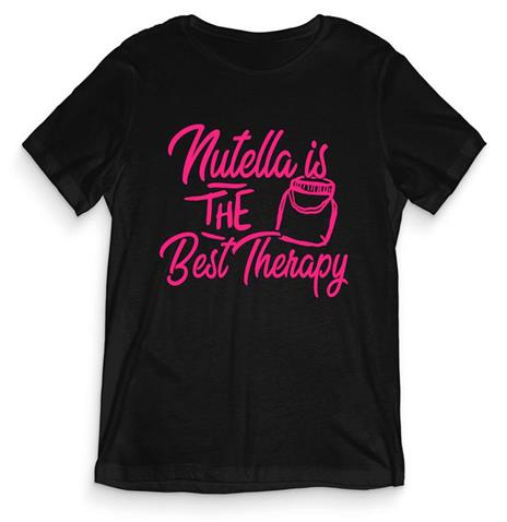 T-Shirt Uomo Nera Tee158 Tg L Nutella Is The Best Therapy