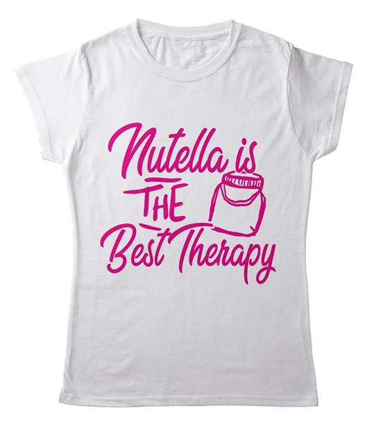 T-Shirt Bianca Donna Tee158 Tg L Nutella Is The Best Therapy