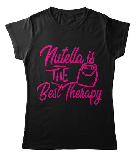T-Shirt Nera Donna Tee158 Tg S Nutella Is The Best Therapy